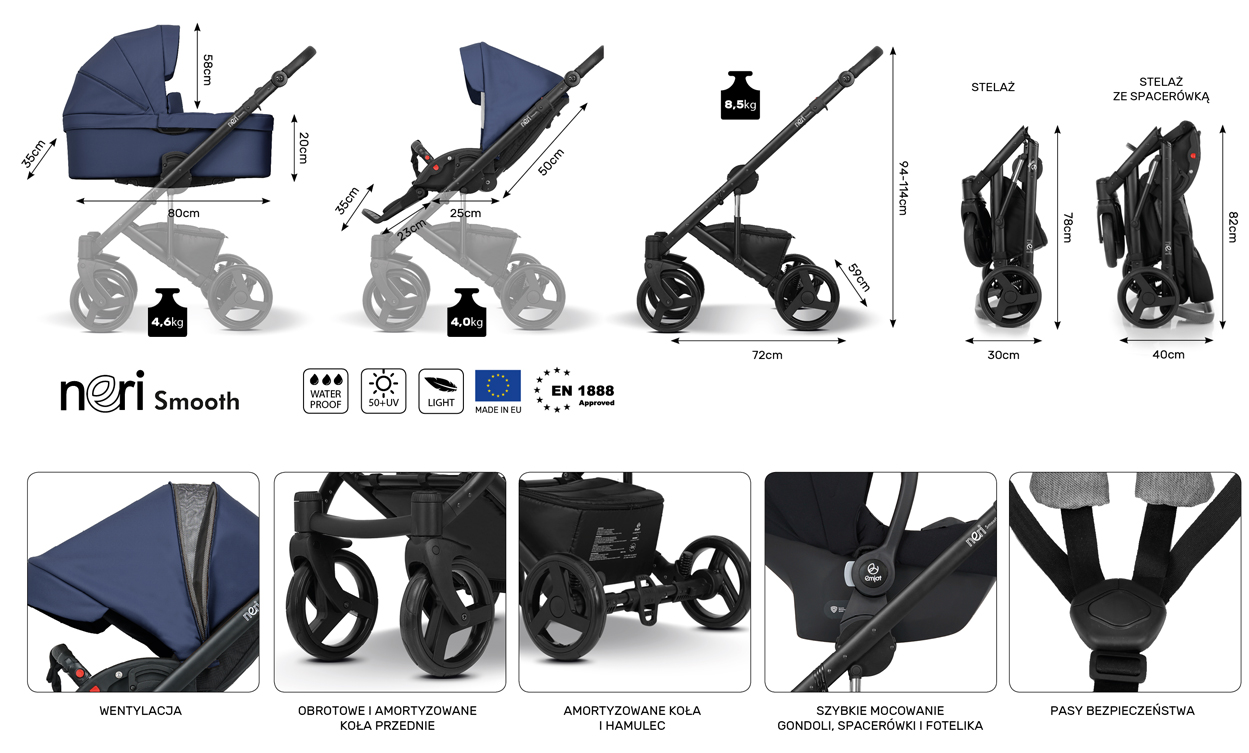 wymiary wózka Neri Emjot